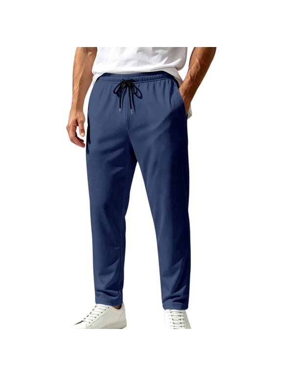 Men's Mesh Lining Ice Silk Jogger Pants, Quick Dry & Lightweight, Elastic Waist Drawstring Athletic Pants for Sports Navy XXL