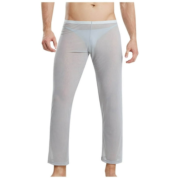 YLSDY Men's Mesh See Through Pajama Breathable Long Pants Sleep Lounge Nightwear Homewear Bottoms Casual Loose Yoga Pants Gray 12