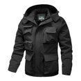 thumbnail image 1 of YLSDY Men's Military Lightweight Jacket Army Cargo Windbreaker Zip Front Stand Collar Cotton Jackets with Multi Pockets Black L, 1 of 3