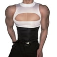 thumbnail image 1 of YLSDY Men's Mock Neck Cutout Sleeveless Tank, Form-Fitting Two-Tone Design for Club and Party Wear Black Free Size, 1 of 5
