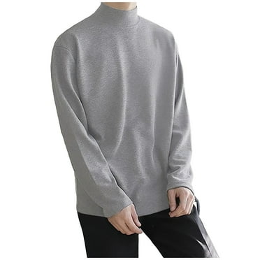 YLSDY Men's Mock Neck Long Sleeve T-Shirt Slim Fit Basic Tops Solid Color Oversized Pullover Long Sleeve Sweater Lightweight Soft Gray L