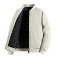 thumbnail image 1 of YLSDY Men's Mock Neck Solid Color Jacket Thicken Warm Classic Zipper Long Sleeve Sports Coat Padded Bomber Jacket Khaki XXXXL, 1 of 8