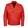 thumbnail image 1 of YLSDY Men's Motorcycle Biker Jacket Classic Asymmetrical Zipper Belted Leather Outerwear Full Zip Red XXXXXL, 1 of 5