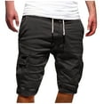 thumbnail image 1 of YLSDY Men's Multi Pockets Bermuda Beach Shorts Skinny Solid Color Cargo Shorts Straight Fit Baggy Drawstring Shorts Summer Lightweight Breathable Bottoms Dark Gray XXL, 1 of 5