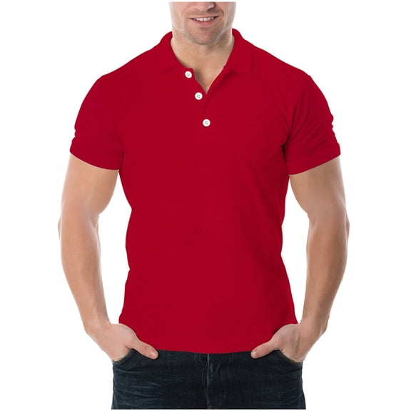 YLSDY Men's Muscle Slim Henley Shirts Crewneck Longline T-Shirt Gym Workout Athletic Shirt Tees with Button Red XXL