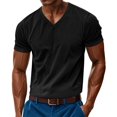 thumbnail image 1 of YLSDY Men's Muscle T Shirts Stretch Short Sleeve V Neck Bodybuilding Workout Tee Shirts Ribbed Knit Shirt Lightweight Comfy Tops Black XL, 1 of 7
