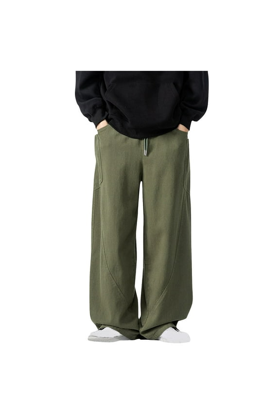 Men's New Fall and Winter Large Size Japanese Retro Workwear Casual Pants Wide Legged Pants Couple Casual Pants Army Green 6