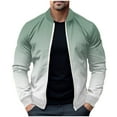 thumbnail image 1 of YLSDY Men's Ombre Bomber Jacket Zipper Up Baseball Jacket Gradient Color Long Sleeve Outerwear Army Green S, 1 of 5