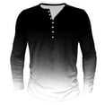 thumbnail image 1 of YLSDY Men's Ombre Long Sleeve T Shirt Button Down Slim Fit Gradient Top Shirt White Ombre Shirt Black S, 1 of 4