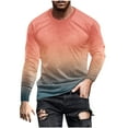 thumbnail image 1 of YLSDY Men's Ombre Long Sleeve T-Shirt Gradient Crew Neck Tops Fashion T Shirts Gradation Printed Pullover T-Shirt Orange S, 1 of 5
