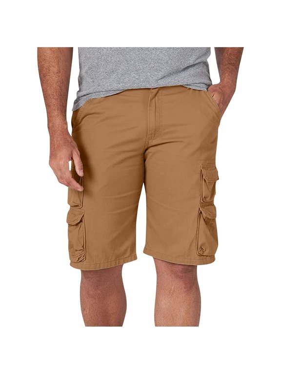 Men's Outdoor Utility Multi-Pocket Cargo Shorts, Loose Straight Fit, Versatile Casual Shorts Khaki M