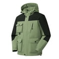 thumbnail image 1 of YLSDY Men's Outdoor Waterproof Windproof Jacket Detachable Hooded Winter Coats Multi-Pockets Fleece Liner Thickened Warm Snow Ski Jackets Green S, 1 of 3