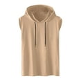 thumbnail image 1 of YLSDY Men's Oversize Streetwear Fitness Bodybuilding Shirts with Adjustable Drawstring Hoodie Tank Tops Casual Solid Color Sleeveless T-Shirt Khaki XXXXL, 1 of 5