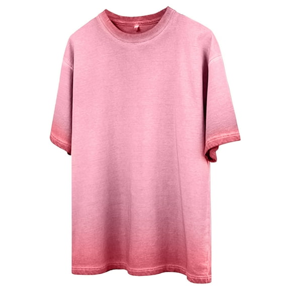 YLSDY Men's Oversized Cotton Acid Wash Tshirt Vintage Washed Tee Solid Basic T Shirt Casual Baggy Loose Fit Shirts Tops Hot Pink XXL