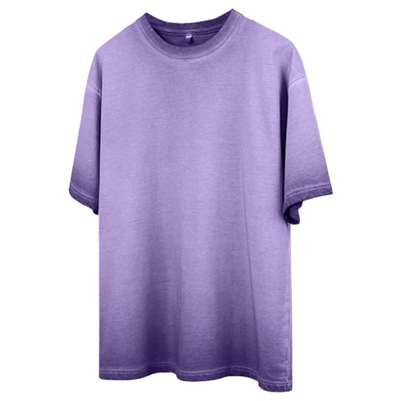 YLSDY Men's Oversized Cotton Acid Wash Tshirt Vintage Washed Tee Solid Basic T Shirt Casual Baggy Loose Fit Shirts Tops Purple XXL