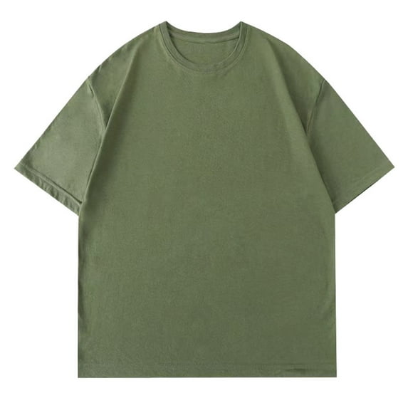YLSDY Men's Oversized Cotton T-Shirts Loose Fit Vintage Washed Tee Unisex Short Sleeve Casual Shirts Tops Army Green S