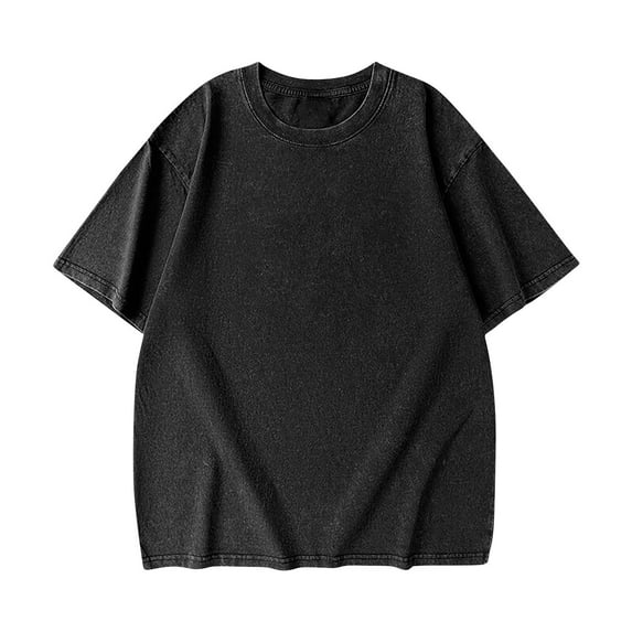 YLSDY Men's Oversized Cotton T-Shirts Loose Fit Vintage Washed Tee Unisex Short Sleeve Casual Shirts Tops Black L