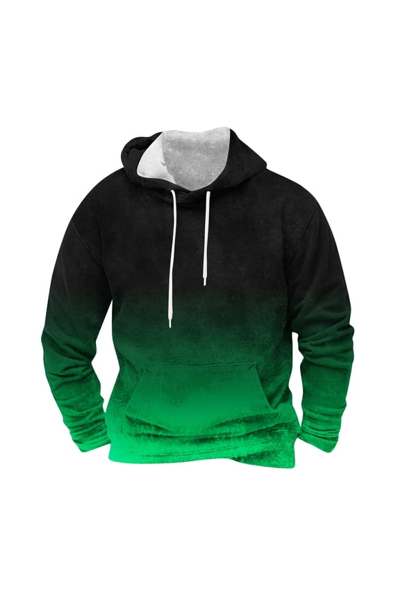 Men's Oversized Hoodies Gradient Oversized Sports Comfy Soft Blend Fleece Hooded Sweatshirts with Kangaroo Pocket Green M