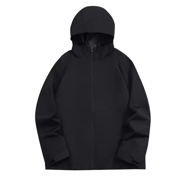 YLSDY Men's Oversized Rain Jacket Waterproof Hooded Outdoor Windbreaker Fall Fashion Solid Raincoat for Hiking Golf Running Black XXL