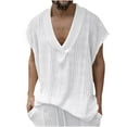 thumbnail image 1 of YLSDY Men's Oversized V Neck Knitted Tank Tops Casual Summer Sleeveless Bodybuilding Workout Muscle Tee Shirts White M, 1 of 8