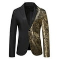 thumbnail image 1 of YLSDY Men's Paisley Print Blazer Gold Black Party Suit Jacket One Button Slim Fit Tuxedo for Wedding Prom Black L, 1 of 7