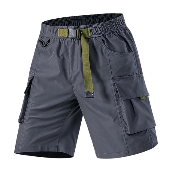 YLSDY Men's Plus Size Straight Cargo Shorts, Adjustable Waist Multi-Pocket, Trendy Versatile Shorts Dark Gray XL