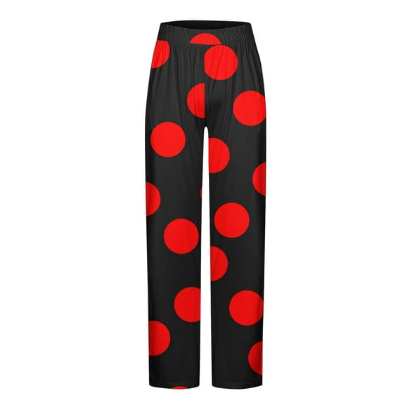 YLSDY Men's Polka Dot Pants Wide Leg Elastic Waist Loose Fit High Waist Summer Plus Size Soft Flowy Travel Daily Wear Red XXL