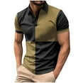 thumbnail image 1 of YLSDY Men's Button Collared Shirts Short Sleeve 2025 Casual Button Collared T Shirt Color Block Slim Fit Summer Collared Golf Shirts Army Green M, 1 of 3