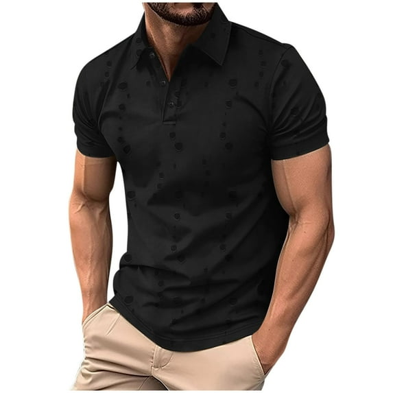 YLSDY Men's Button Collared Shirts Short Sleeve 2025 Casual Button Collared T Shirt Color Block Slim Fit Summer Collared Golf Shirts Black XXXL