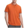 thumbnail image 1 of YLSDY Men's Button Collared Shirts Short Sleeve Casual Collared Buttons Shirt Classic Fit Business Work Office Solid Pullover Tees Orange XL, 1 of 5