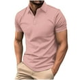 thumbnail image 1 of YLSDY Men's Button Collared Shirts Short Sleeve Golf Shirts Casual Button Collared Muscle Athletic Fit Stretch Workout Collared Shirt Pink XL, 1 of 6