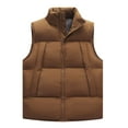thumbnail image 1 of YLSDY Men's Puffer Vest Winter Warm Sleeveless Jacket Stand Collar Zip Up Outerwear Coffee XL, 1 of 4