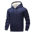 thumbnail image 1 of YLSDY Men's Pullover Hoodie Thick Sherpa Lined Hooded Sweatshirt Winter Warm Fleece Hoodie Athletic Workout Sweatshirts Dark Blue XS, 1 of 2