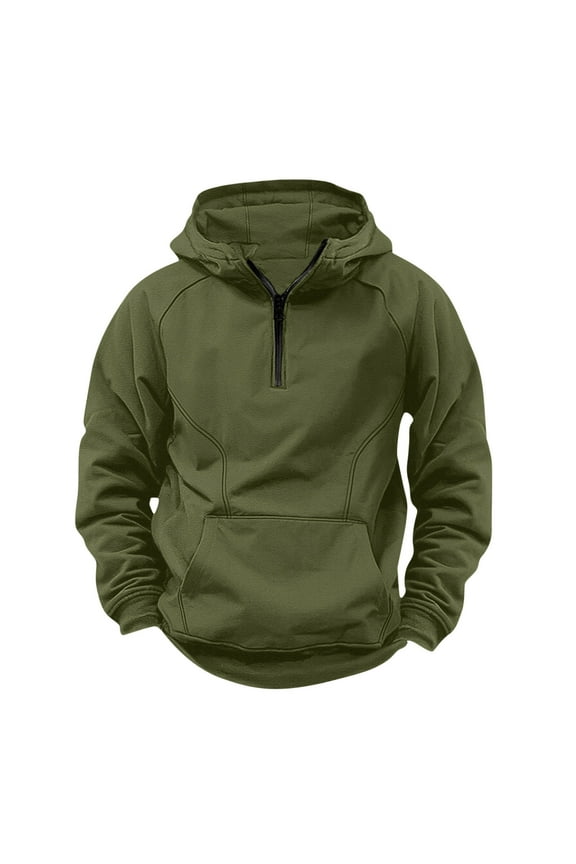 Men's Quarter Zip Fashion Pullover Hoodie Athletic Casual Long Sleeve Hooed Sweatshirts with Pocket Green XXXL