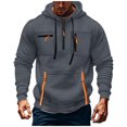 thumbnail image 1 of YLSDY Men's Quarter Zip Pullover Lightweight Fleece Lined Long Sleeve Sweatshirt Casual Jackets Fall winter Top with Pockets Dark Gray L, 1 of 6
