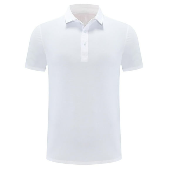 YLSDY Men's Quick-Dry Active Button Collared Shirts Short Sleeve Performance for Golf Tennis Daily Casual Collared T-Shirt White XXL