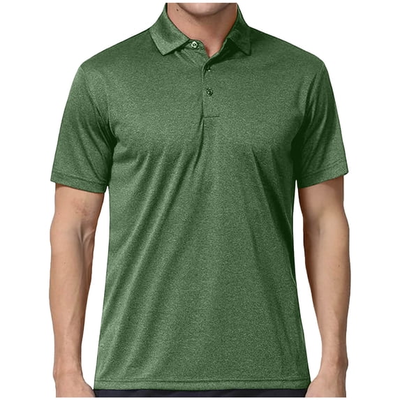 YLSDY Men's Quick Dry Collared Shirts Polyester Casual Collared Shirts Short Sleeve, Moisture-Wicking, Sun Protection Green M