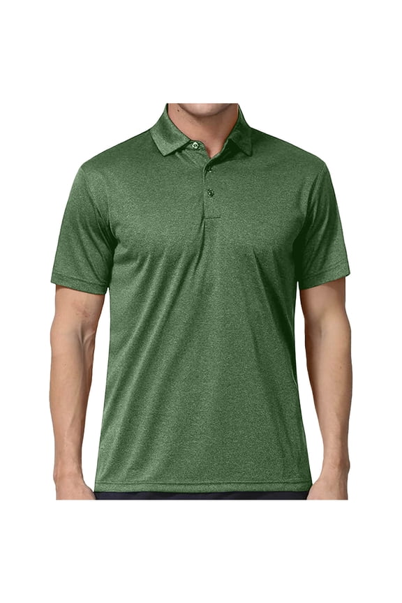 Men's Quick Dry Collared Shirts Polyester Casual Collared Shirts Short Sleeve, Moisture-Wicking, Sun Protection Green M