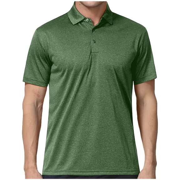 YLSDY Men's Quick Dry Collared Shirts Polyester Casual Collared Shirts Short Sleeve, Moisture-Wicking, Sun Protection Green XXL