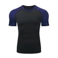 thumbnail image 1 of YLSDY Men's Raglan Sleeve Baseball T-Shirt Black Body Color Block Sleeve Athletic Tee Blue M, 1 of 5