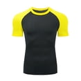 thumbnail image 1 of YLSDY Men's Raglan Sleeve Baseball T-Shirt Black Body Color Block Sleeve Athletic Tee Yellow XXL, 1 of 5