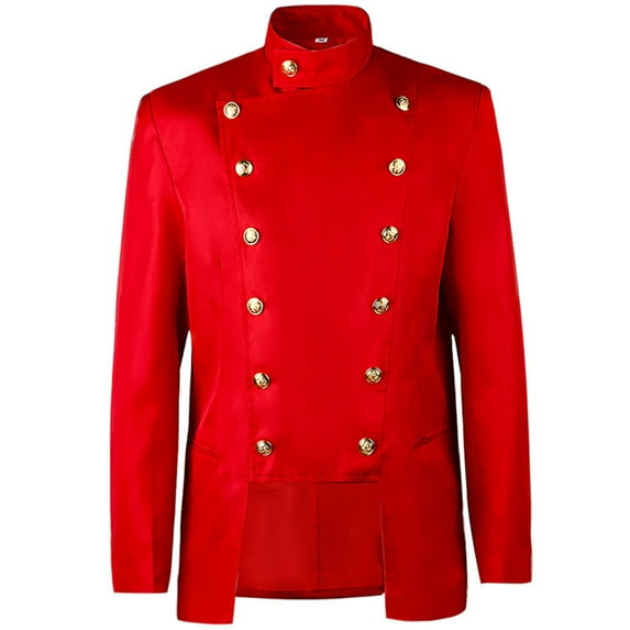 YLSDY Men's Red Tailcoat Jacket Military Style Victorian Frock Coat Vintage Gothic Steampunk Uniform Evening Party Blazer Tuxedo Red M
