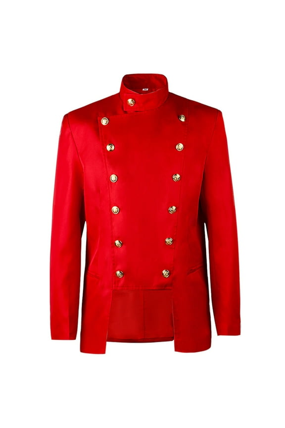 Men's Red Tailcoat Jacket Military Style Victorian Frock Coat Vintage Gothic Steampunk Uniform Evening Party Blazer Tuxedo Red XXXL