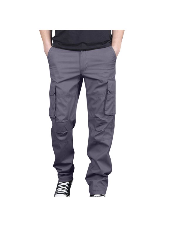Men's Relaxed Fit Outdoor Straight-Leg Multi-Pocket Workwear Cargo Pants Dark Gray M