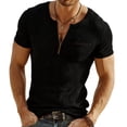 thumbnail image 1 of YLSDY Men's Ribbed Half Zip Henley T-Shirt with Chest Pocket Casual Slim Fit Tee Black S, 1 of 6