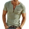 thumbnail image 1 of YLSDY Men's Ribbed Half Zip Henley T-Shirt with Chest Pocket Casual Slim Fit Tee Green L, 1 of 8