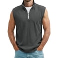 thumbnail image 1 of YLSDY Men's Ribbed Quarter-Zip Sleeveless Top, Casual Textured Shirt with Mock Neck for Layering Dark Gray XL, 1 of 4