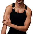 thumbnail image 1 of YLSDY Men's Ribbed Tank Top with Clip Suspenders, Retro Style Sleeveless Undershirt for Streetwear Black Free Size, 1 of 9