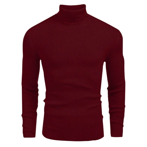 YLSDY Men's Ribbed Turtleneck Winter Long Sleeve Sweaters Basic Lightweight Undershirts Casual Thermal Pullover Sweaters Wine L