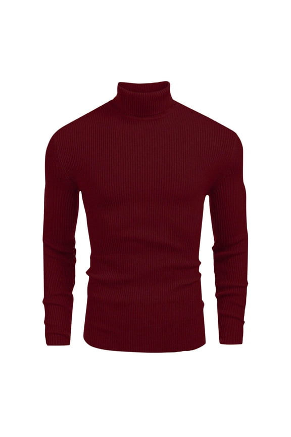 Men's Ribbed Turtleneck Winter Long Sleeve Sweaters Basic Lightweight Undershirts Casual Thermal Pullover Sweaters Wine XXXL
